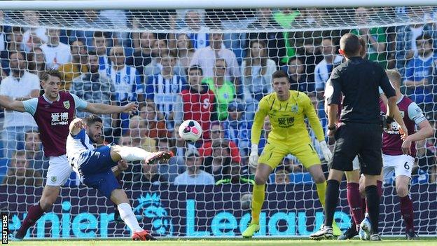 Neal Maupay scores against Burnley