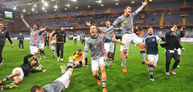 Alessandria players celebrate