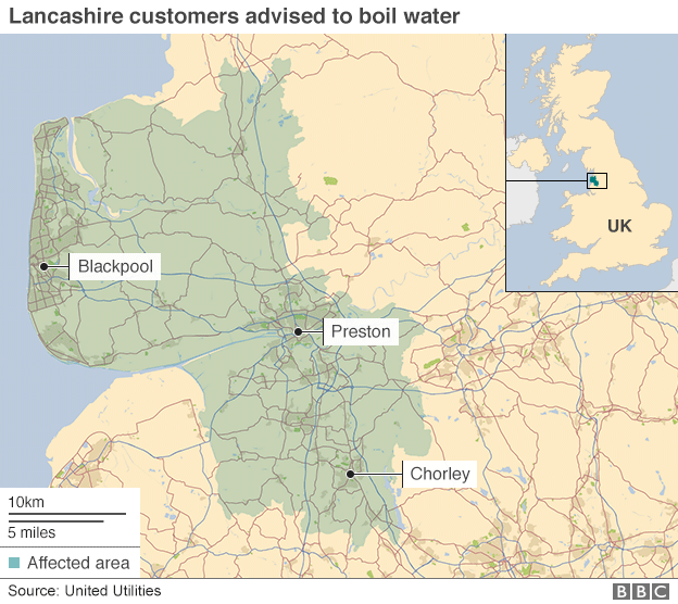 Map of area affected