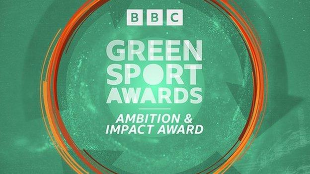 Graphic with the BBC Green Sport Awards: Ambition and Impact logo