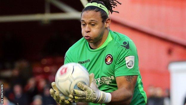 Nathan Ashmore in action when he was at Ebbsfleet United in a National League match against Dagenham & Redbridge