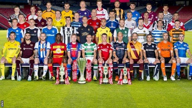 The SPFL team captains line up