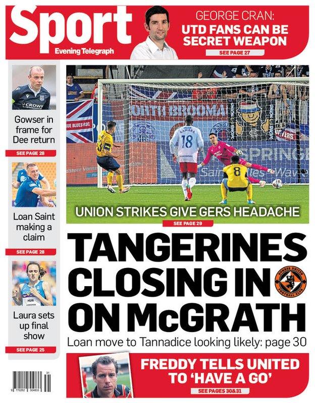 The back page of the Evening Telegraph on 030822