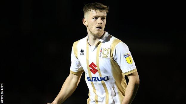 Rhys Healey in action for MK Dons