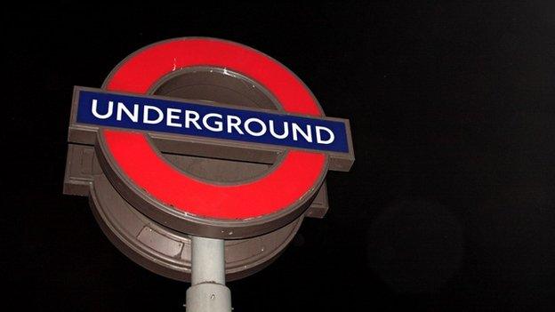 Underground sign at night