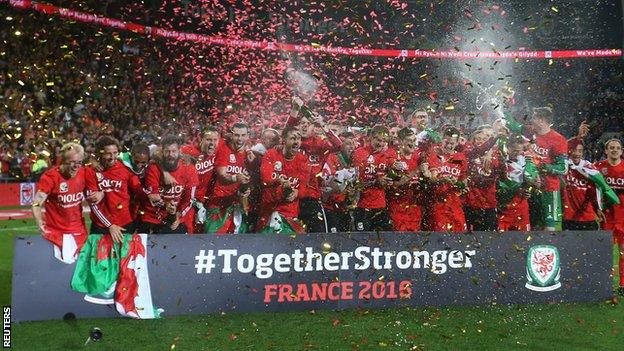 Wales celebrate at full-time