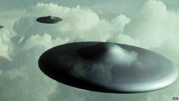 Computer illustration of UFOs