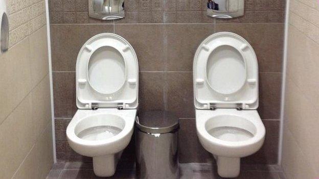 A twin toilet in Russia