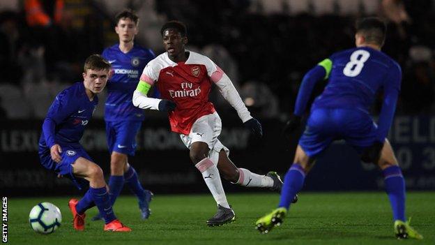 Yunus Musah in action during his Arsenal days