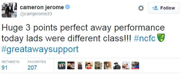 Cameron Jerome tweet