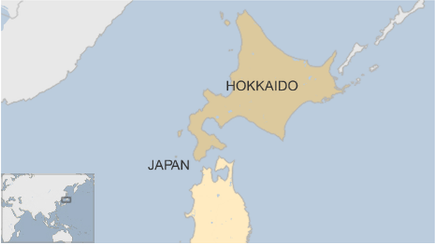 Map of Japan showing Hokkaido