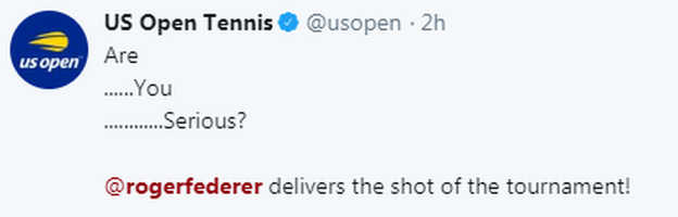 US Open reaction to Federer shot