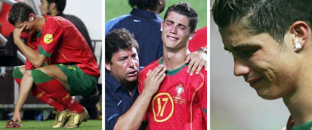 Cristiano Ronaldo after losing the final of Euro 2004