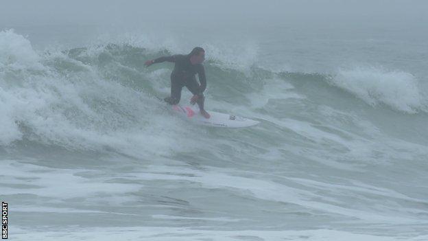 Luke Dillon practises for the world championships in Newquay