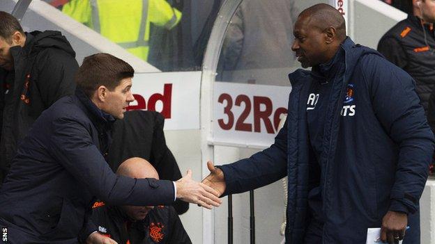 Rangers manager Steven Gerrard and Kilmarnock caretaker Alex Dyer