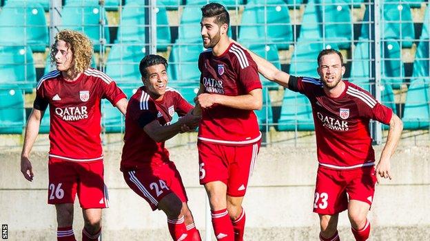 Aberdeen fell behind to Samir Hadji's (centre) goal just before half-time