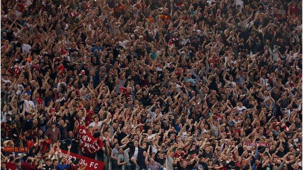 Liverpool fans against AS Roma