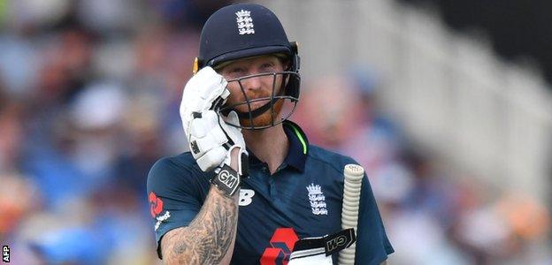 Ben Stokes walks off after being dismissed