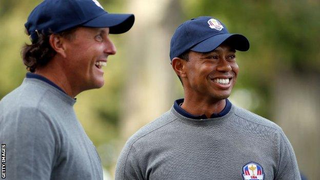 Phil Mickelson and Tiger Woods