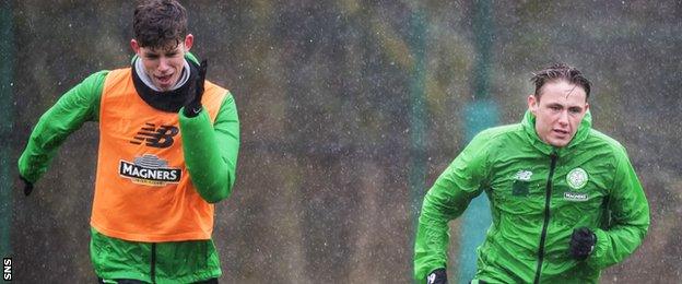 Ryan Christie and Scott Allan in training for Celtic