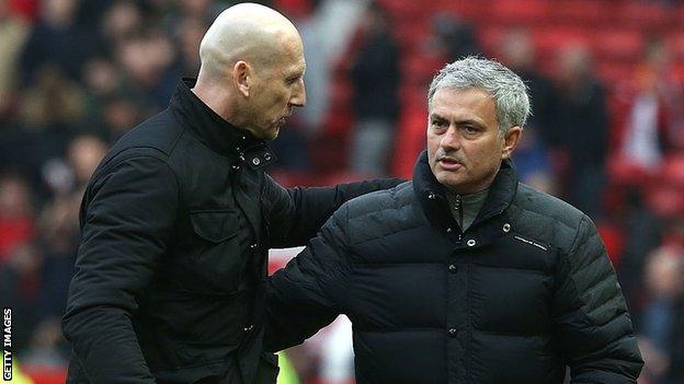 Jaap Stam and Jose Mourinho