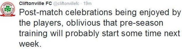 Cliftonville players will not have much of a break as the first legs of the first qualifying round are scheduled for 30 June