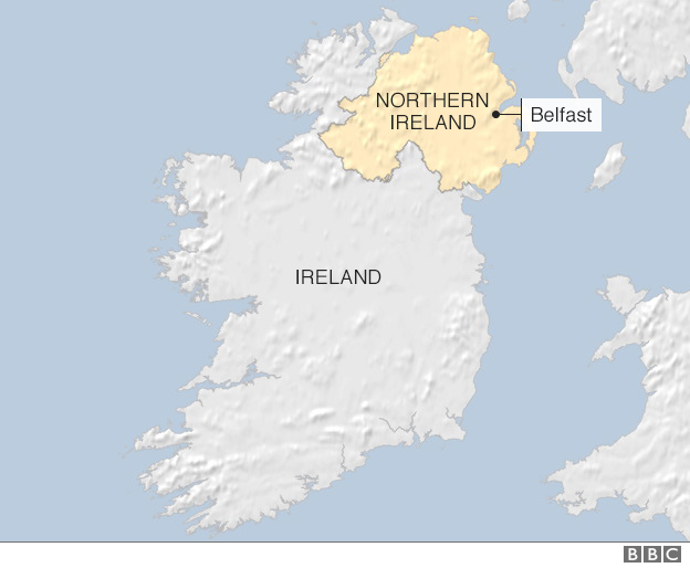 Map showing border between N Ireland and Ireland