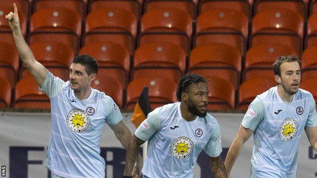 Partick Thistle's Kris Doolan (left) celebrates opening the scoring