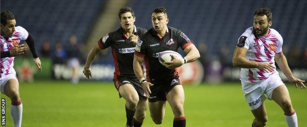 Damien Hoyland runs in for the opening try against Stade Francais