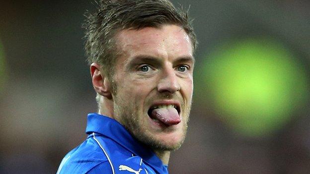 Jamie Vardy pokes out tongue