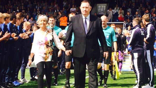 Lynne Turner and Peterborough United chief executive Bob Symns