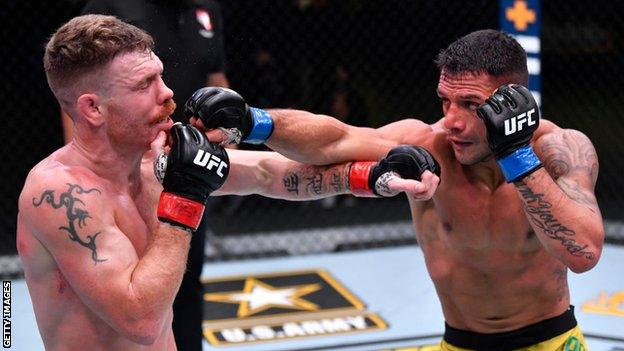 Rafael dos Anjos (right) fights Paul Felder at UFC Vegas 14