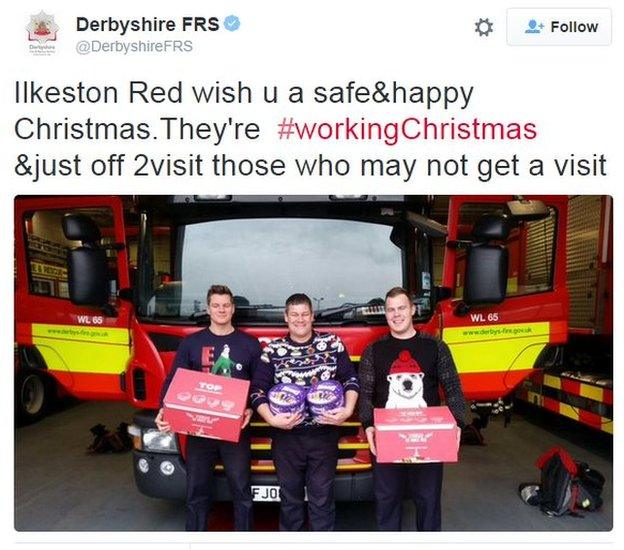 Tweet from Derbyshire Fire Service