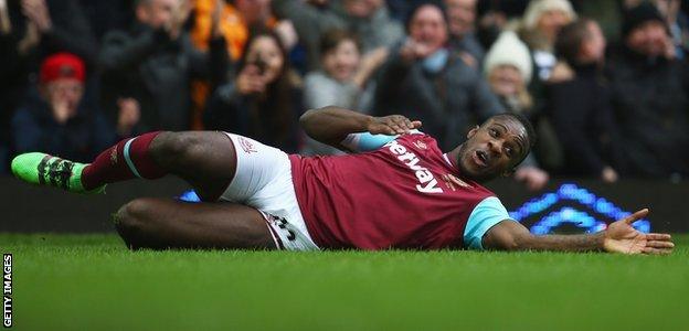 Michail Antonio celebrates scoring