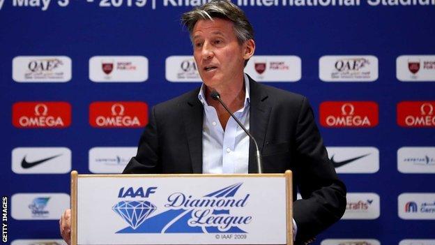 Lord Coe speaking at a news conference