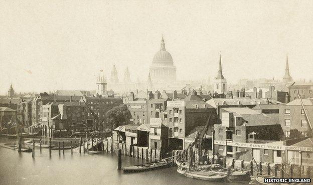 St Paul's Cathedral from Southwark Bridge, City of London 1855-9. Unknown photographer, possibly Alfred Rosling (1802-82)