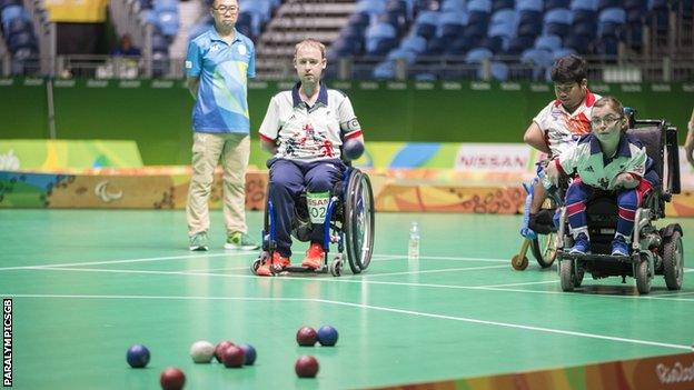 GB's Stephen McGuire and Evie Edwards in action in Rio