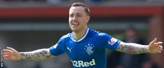 Barrie McKay celebrates scoring for Rangers