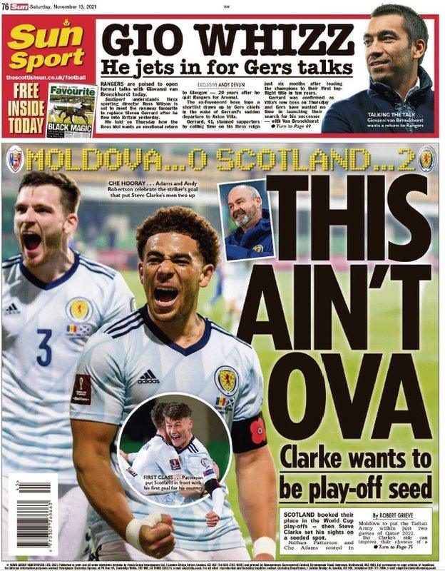 The back page of the Scottish Sun on 131121