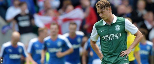 Scott Allan, a target of Rangers, started on the bench for Hibs