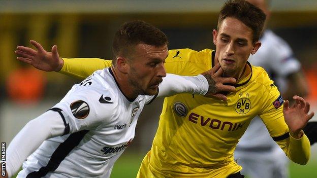 Giannis Skondras in action for PAOK against Borussia Dortmund