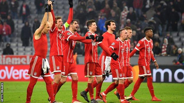 Bayern players celebrate at the end