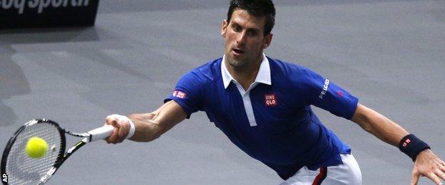 Novak Djokovic in action against Berdych