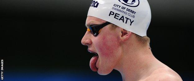 Adam Peaty reacts prior to competing in the Mens Open 100m Breaststroke Final during day four of the British Swimming Championships