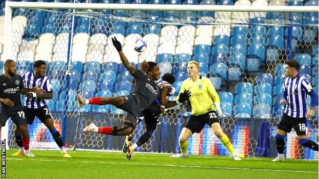 Ivan Toney scores Brentford's second goal against Sheffield Wednesday