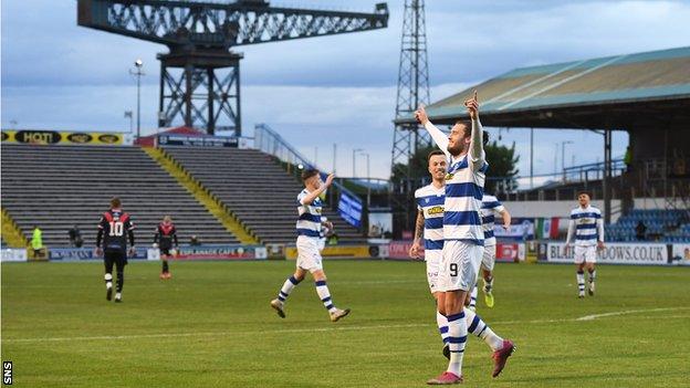 Greenock Morton's Robbie Muirhead celebrate