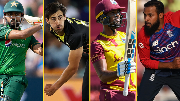 Babar Azam, Mitchell Starc, Nicholas Pooran and Adil Rashid