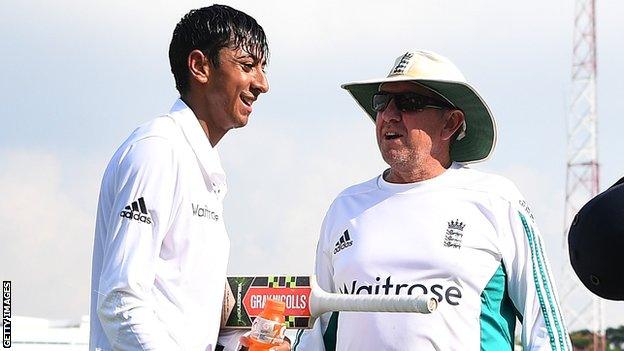 Haseeb Hameed and England coach Trevor Bayliss