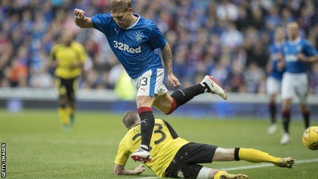 Rangers' Martyn Waghorn in action against Progres Niederkorn