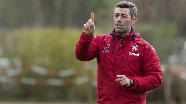 Pedro Caixinha takes Rangers training